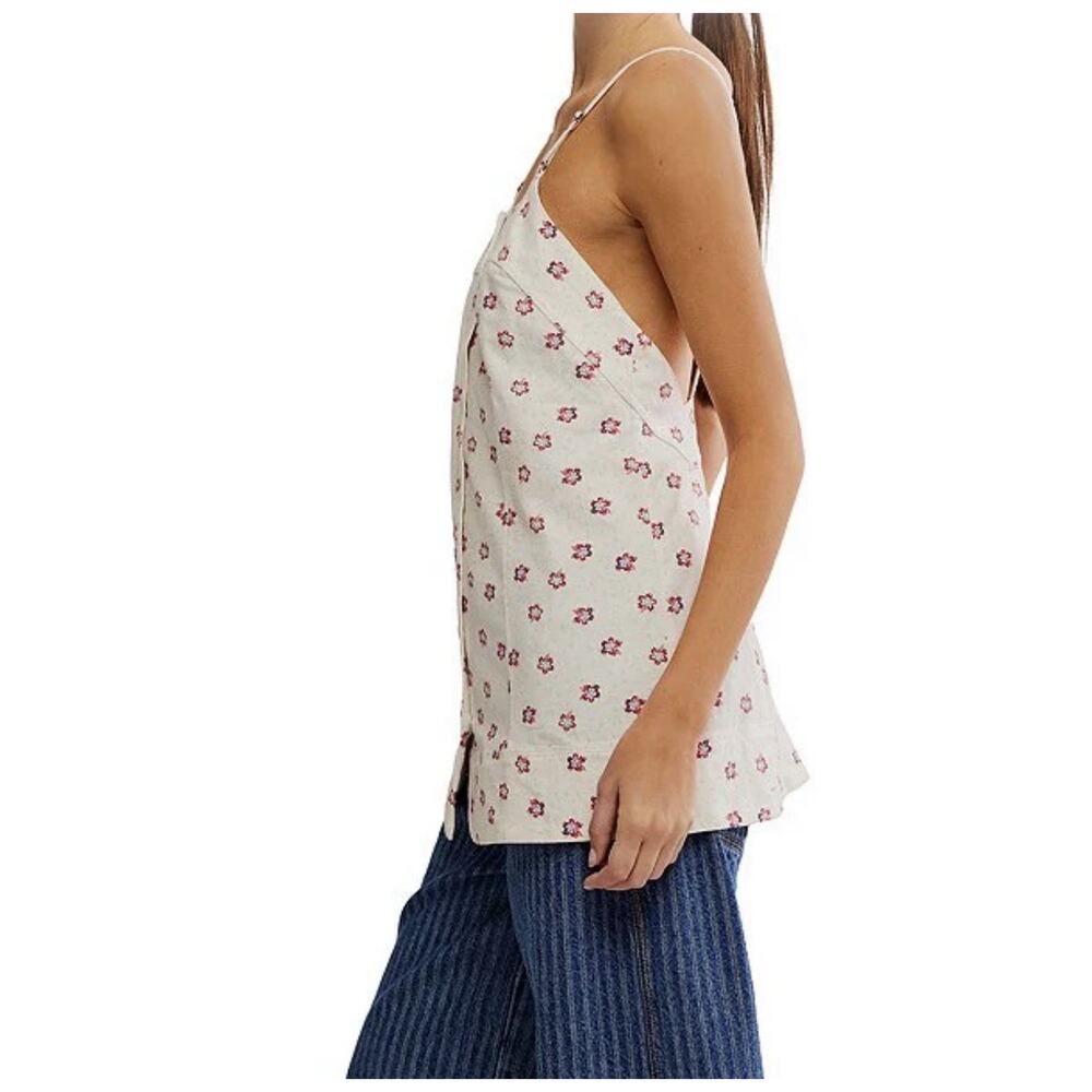 Free People Maddie Floral Cotton Low Back Tunic Top NWT Large - Picture 4 of 8